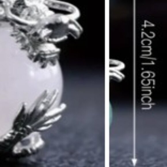 Unisex Natural Stone Crystal Dragon Wrapped Ball Pendant Necklace PU Leather - Picture 5 of 9